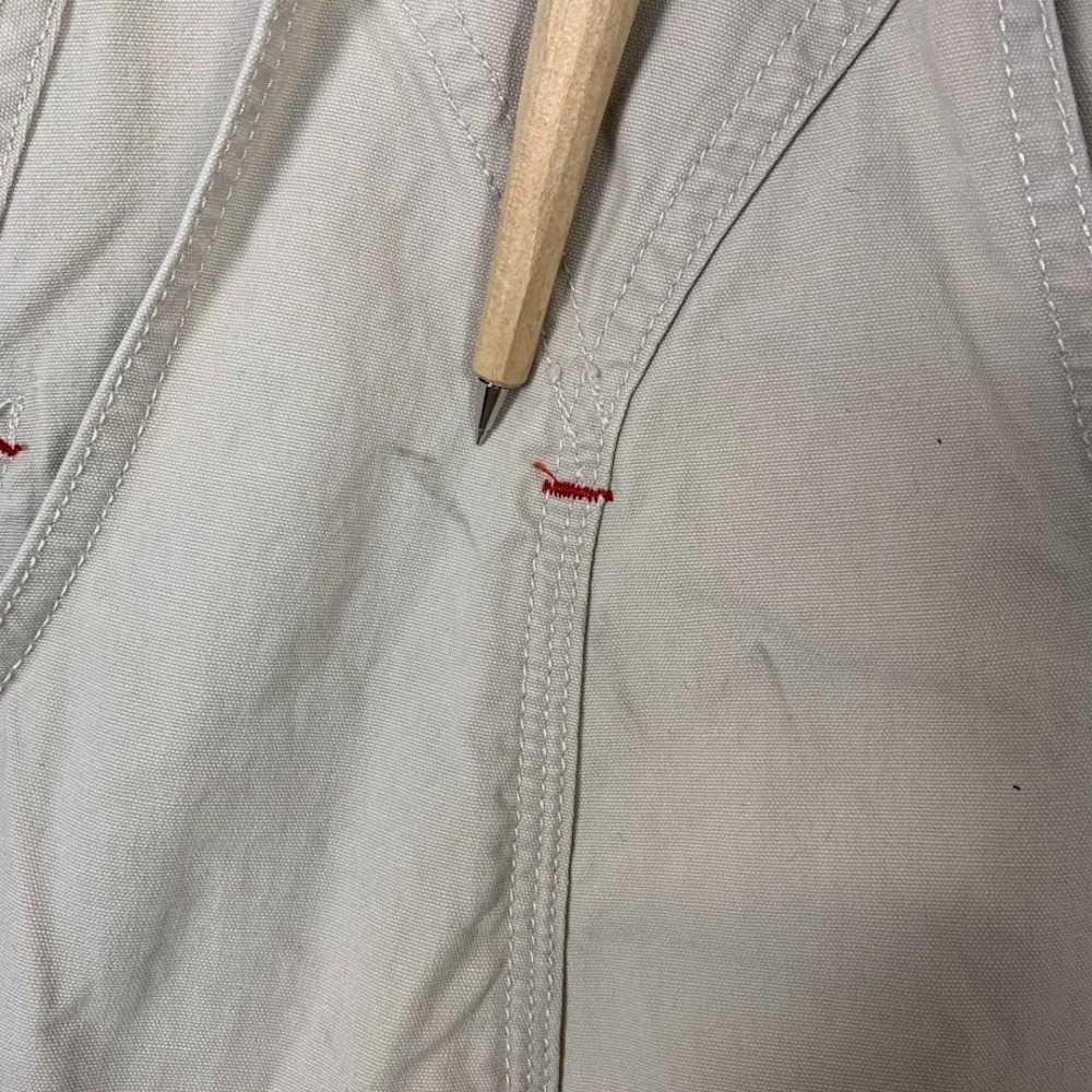 Vintage Y2K Old Navy Bib Carpenter Overalls Beige Denim Cargo Utility Women's XS - Picture 7 of 13